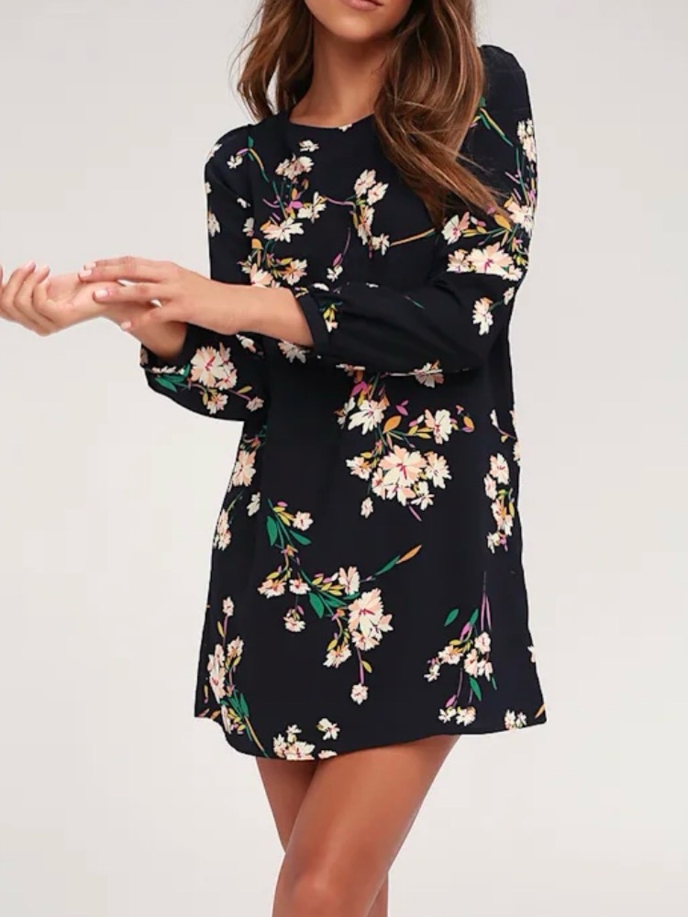 Lulus Herbaceous Babe floral mini shift dress, XS
